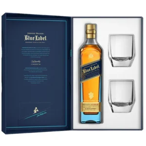 Johnnie Walker Blue Label Blended Scotch Whisky With Two Crystal Glasses